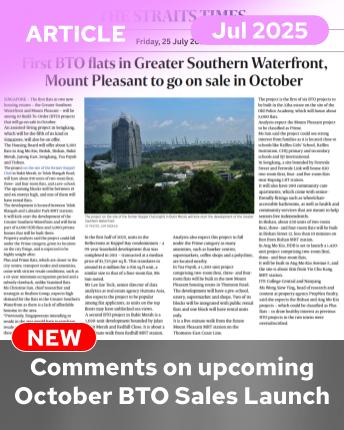 Comments on upcoming October BTO Sales Launch